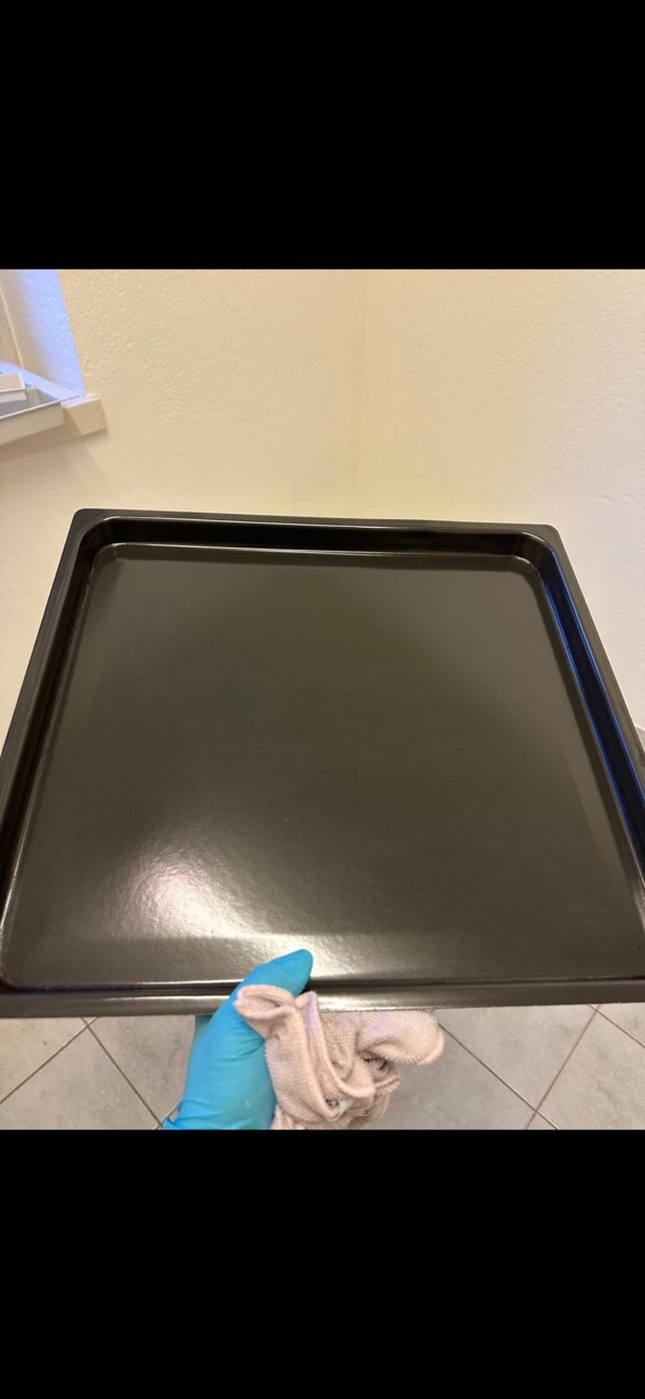 Nachher: Backblech · Fett entfernt